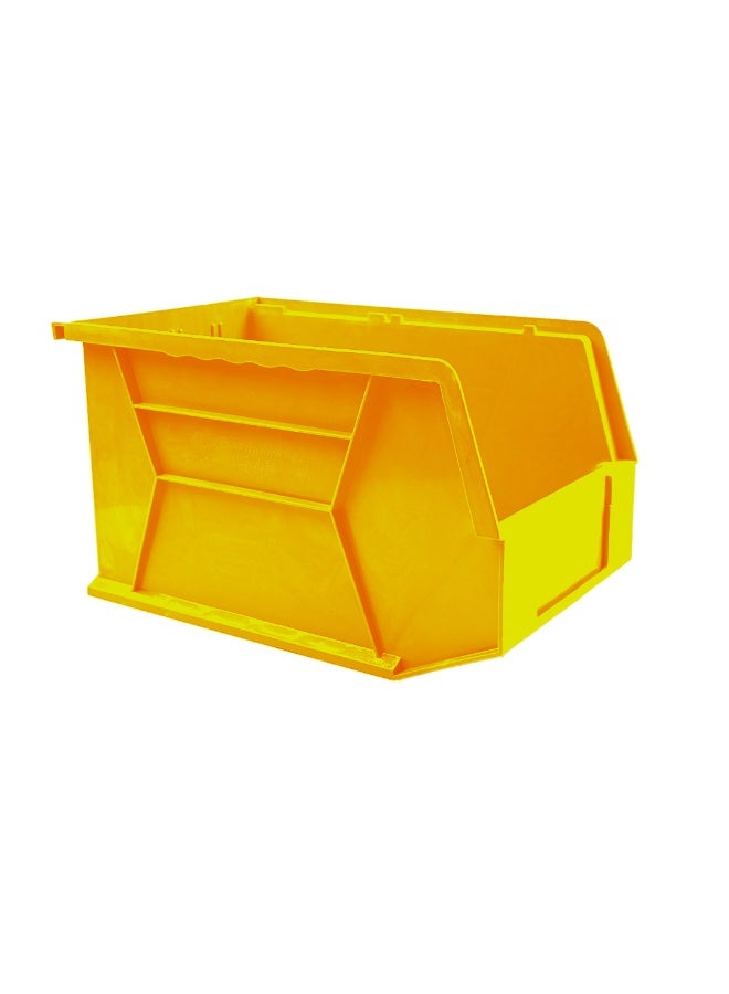 صناعات بلاستيكا ذ.م.م. Wall-Mount Storage Bin - Stackable Storage Box for Garage & Workshop Heavy Duty Plastic Parts Organizer, Stackable Utility Storage Box (Yellow, 23x15x12cm) - Image 1